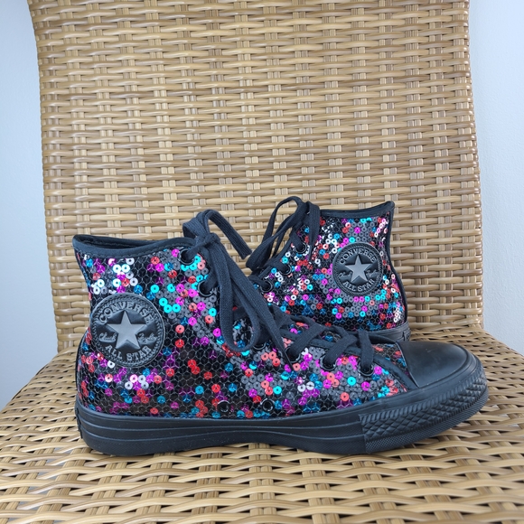 Converse All Star Chuck Taylor Multicolor Sequin High-Top Sneakers Shoes Size 8 - Picture 6 of 16